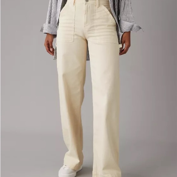 Women's Cream Wide-Leg Pants - Picture 2 of 6